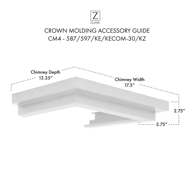 ZLINE Crown Molding #4 for Wall Range Hood, CM4-587/597/KE/KECOM-30/KZ by Farmhouse Kitchen and Bath