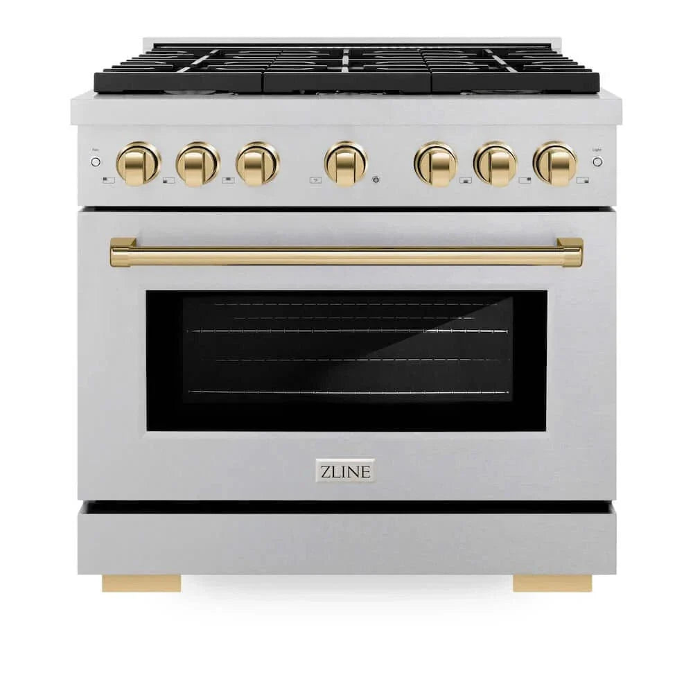 ZLINE 36"Gas Range, Convection Gas Oven, DuraSnow® Gold, SGRSZ-36-G by Farmhouse Kitchen and Bath