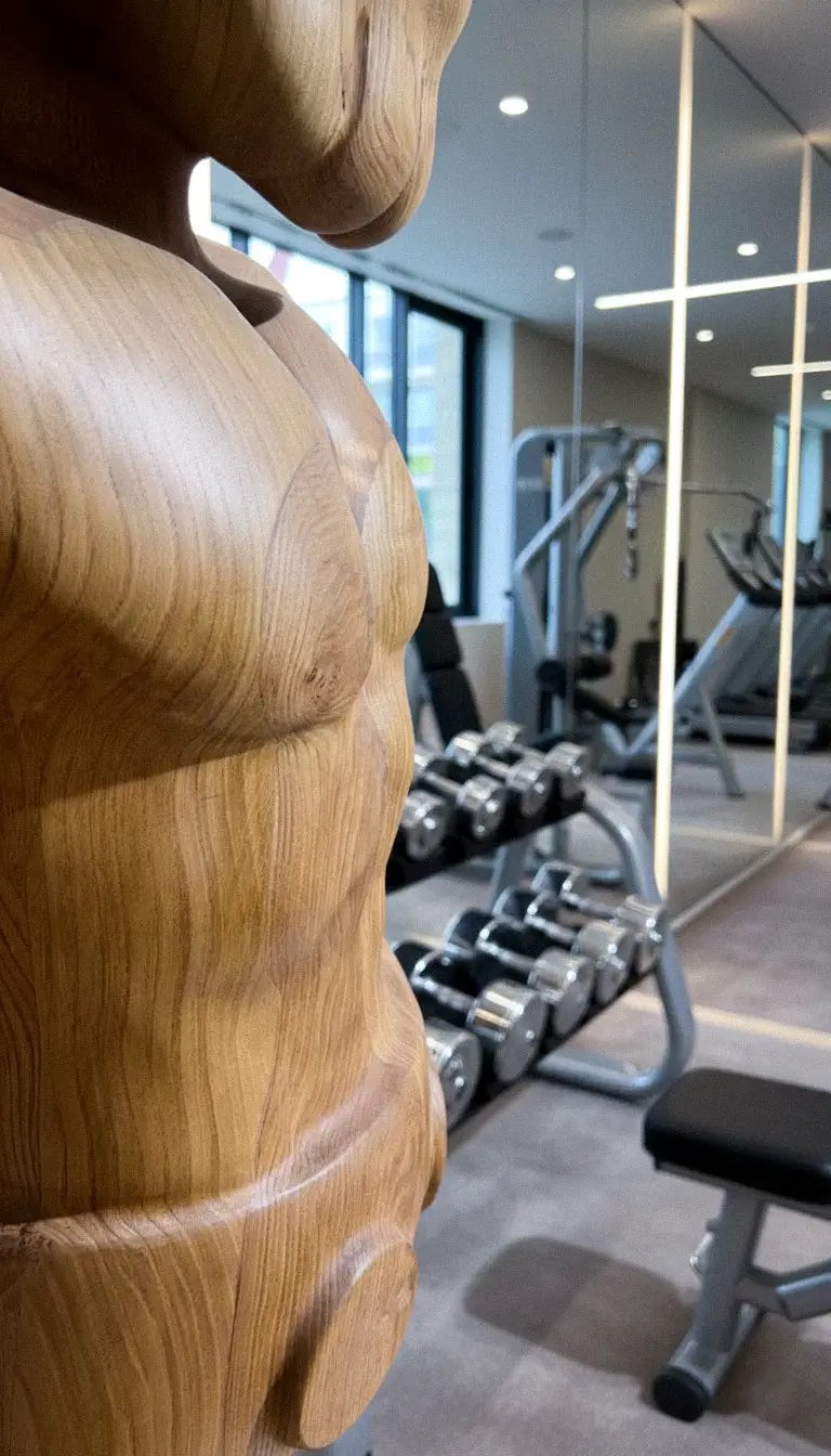 Muscular Wooden Sculpture – Gym & Fitness Art Decor, photo 5 of 11