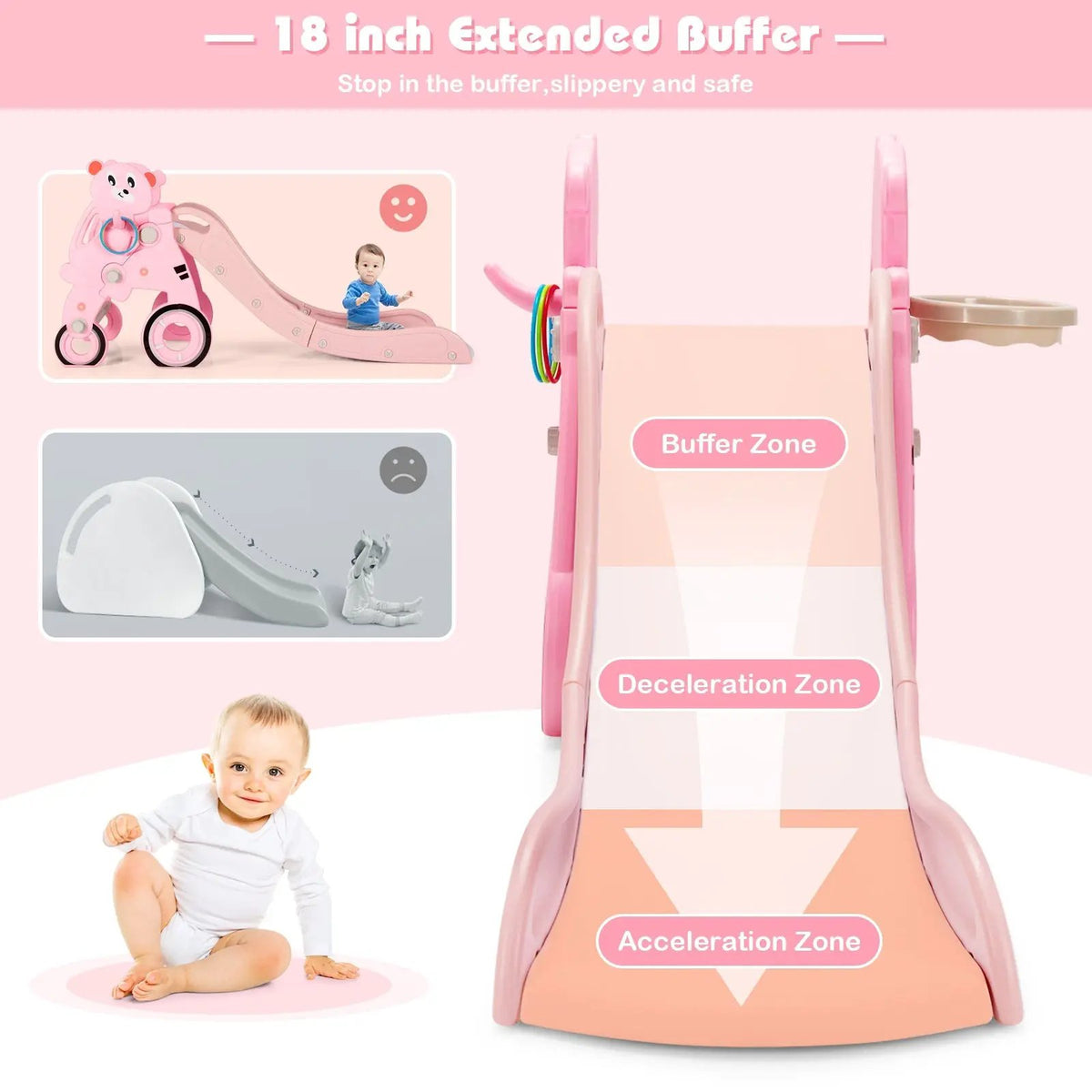 4-in-1 Foldable Baby Slide Toddler Climber Slide PlaySet with Ball, photo 21 of 24