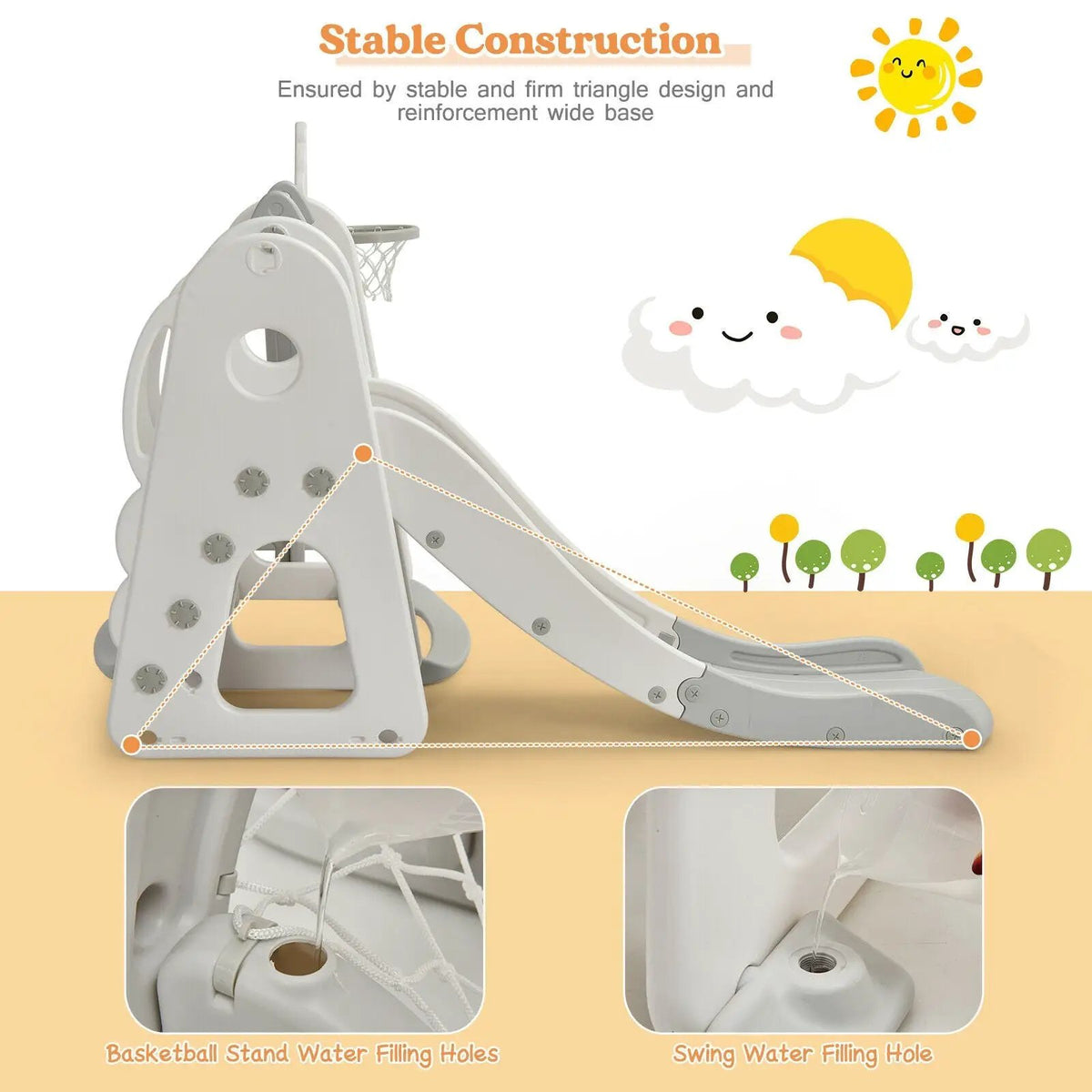 6 in 1 Toddler Slide and Swing Set with Ball Games, photo 8 of 9