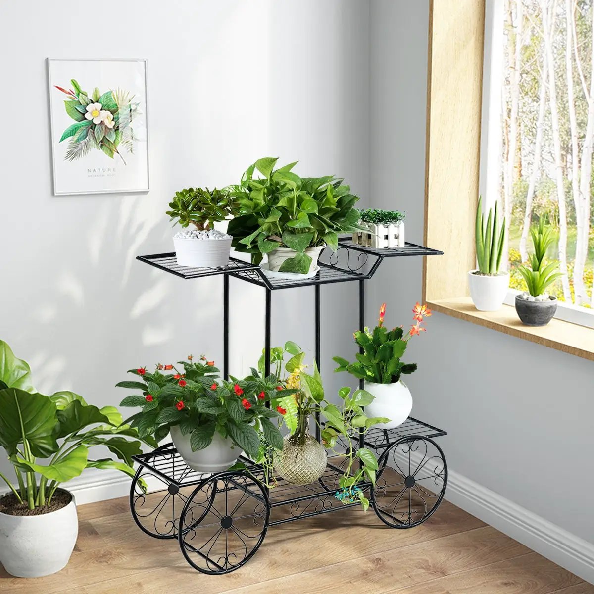 6-Tier Garden Cart Flower Rack Display Decor Pot Plant Holder by DirectDeals