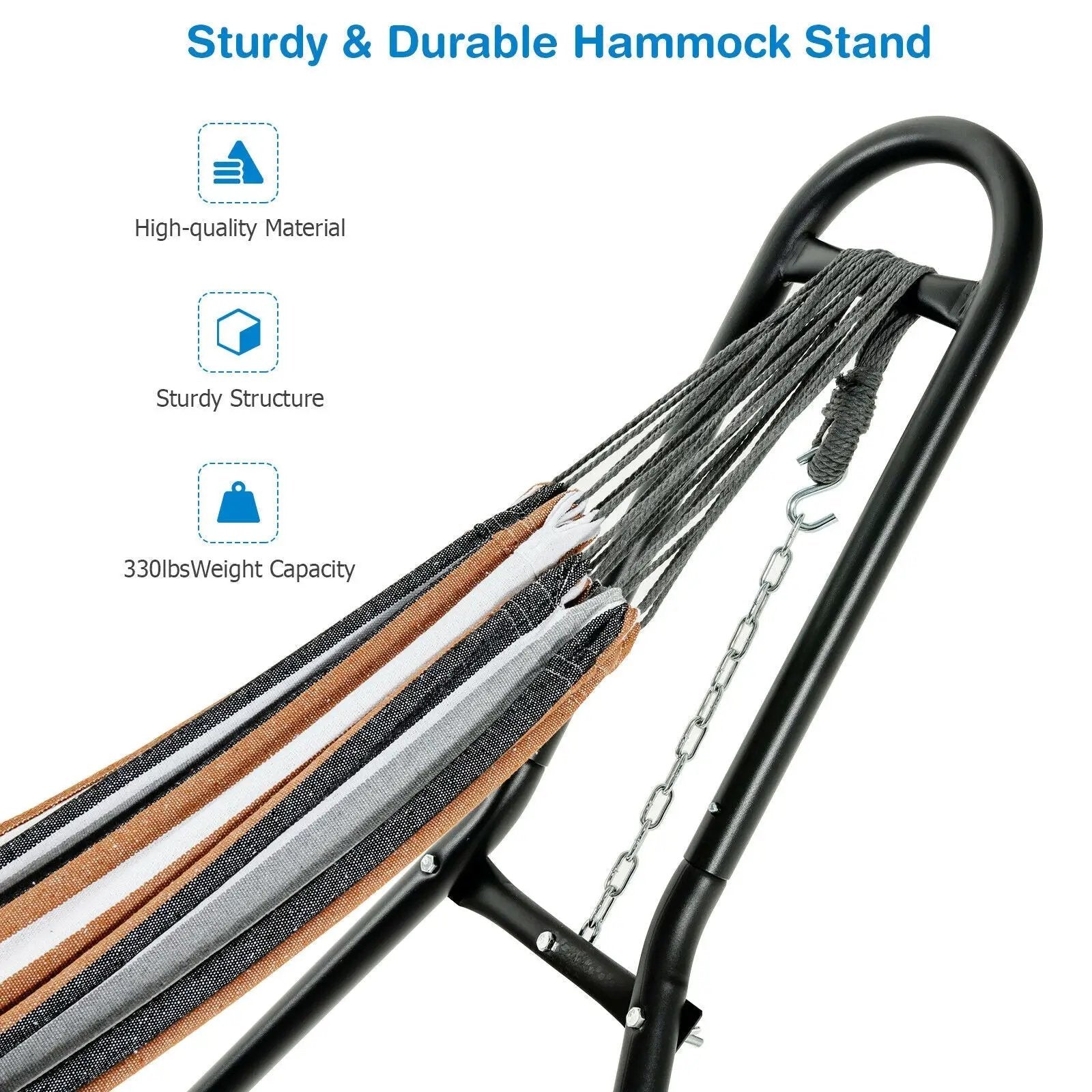 Hammock Stand Heavy Duty Steel Frame with Adjustable Chains by DirectDeals