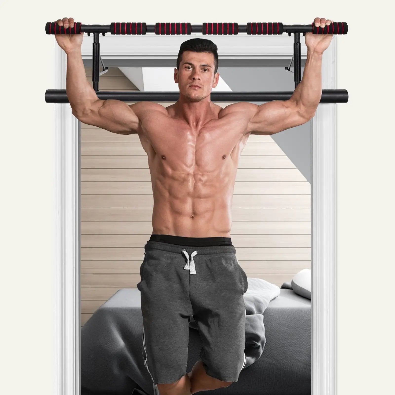 Foldable Pull Up Bar Doorway Chin Up Bar with Foam Grip for Home Gym by DirectDeals