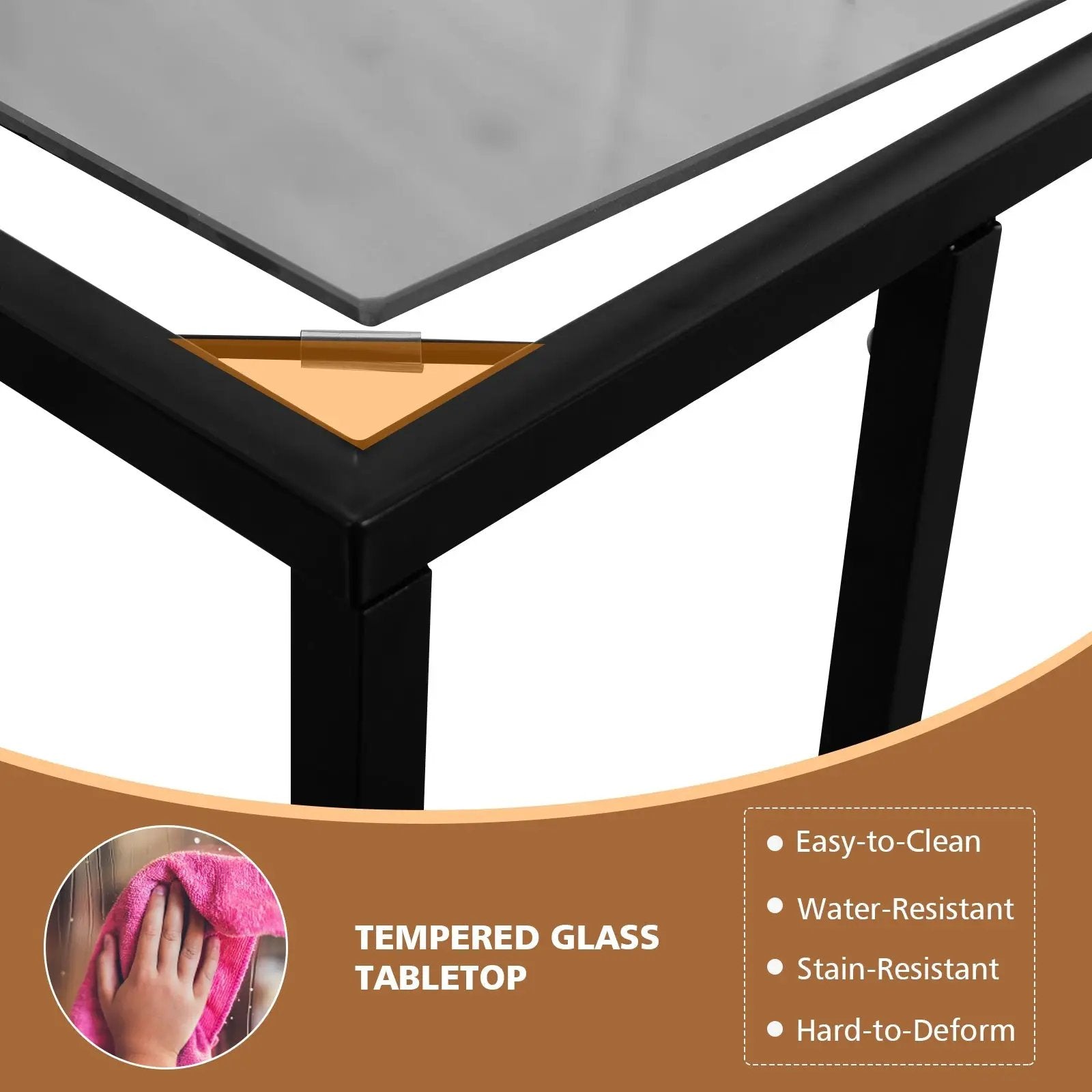 Sofa End Table Coffee Side Table with Glass Top by DirectDeals