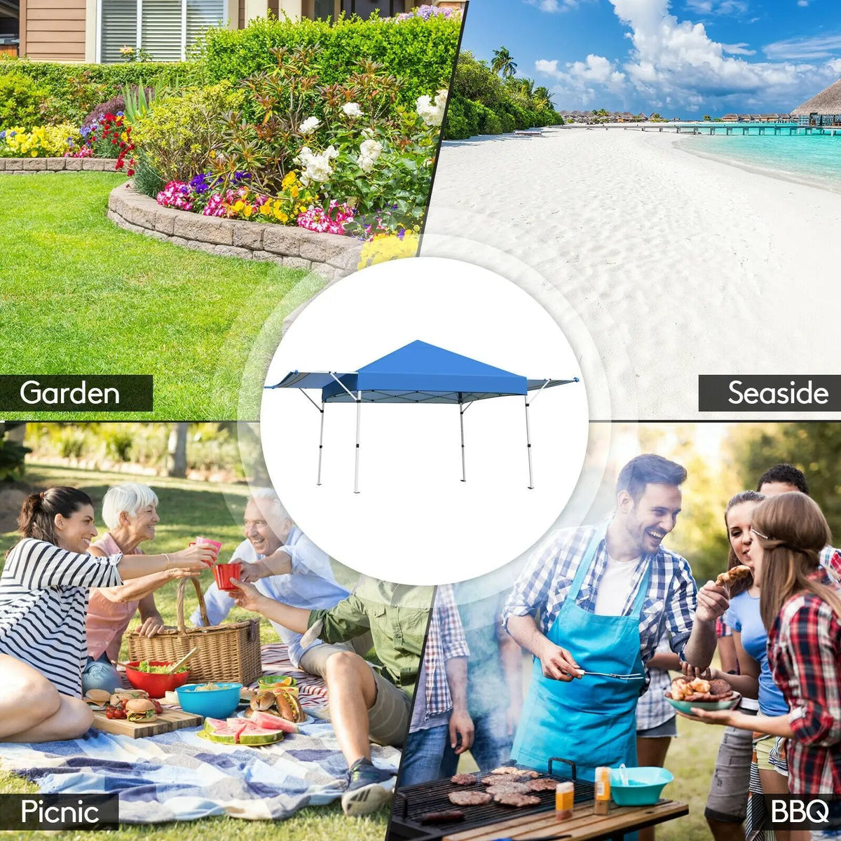 17 Feet x 10 Feet Foldable Pop Up Canopy with Adjustable Instant Sun Shelter, photo 17 of 32