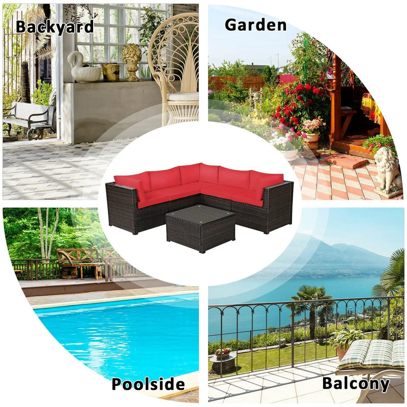 6 Pieces Patio Furniture Sofa Set with Cushions for Outdoor by DirectDeals