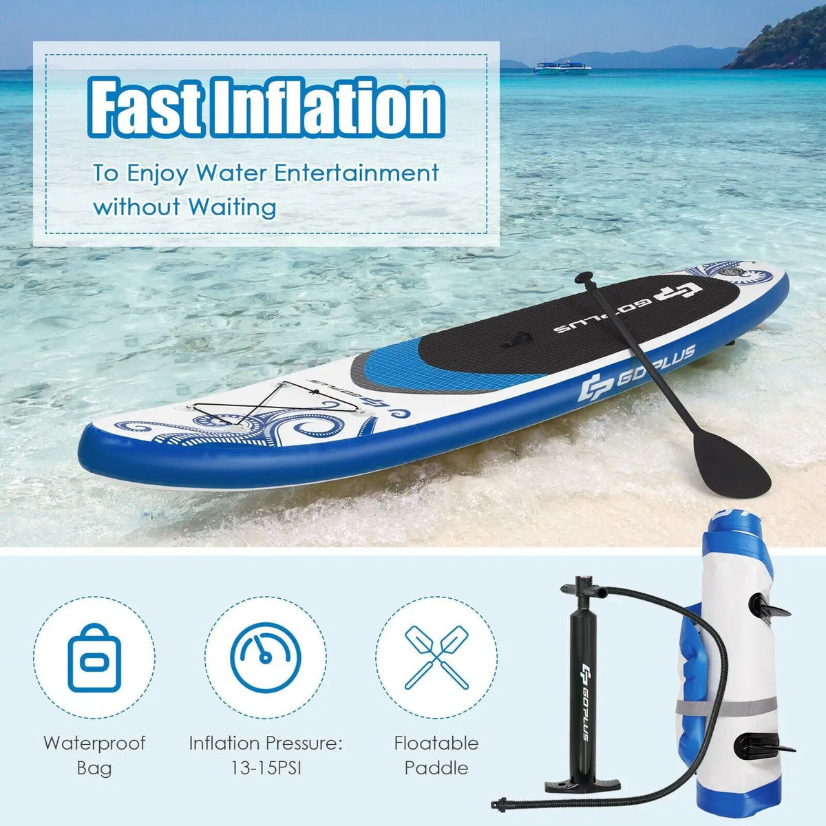 11-Feet Inflatable Paddle Board with Carry Bag, photo 16 of 16