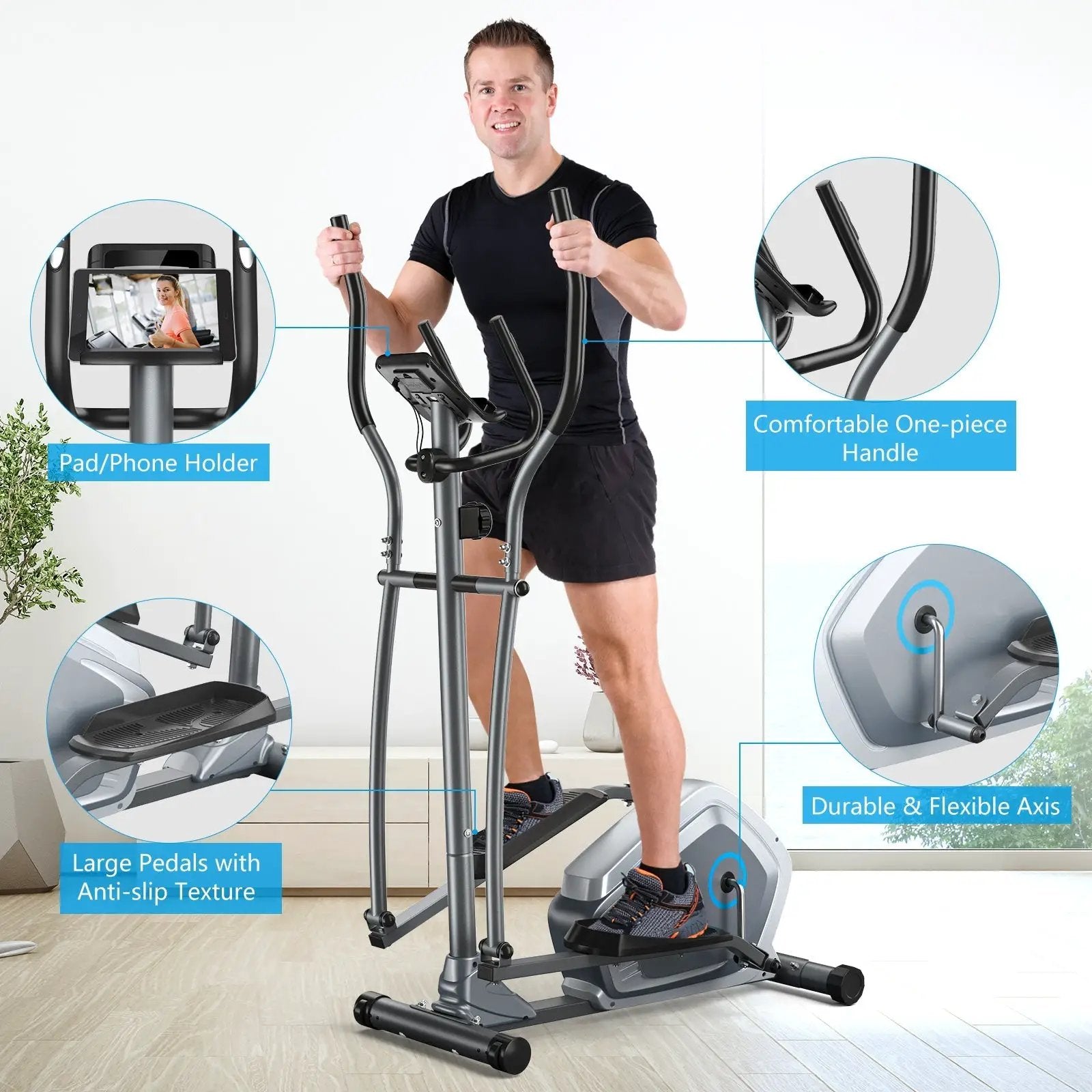 Elliptical Magnetic Cross Trainer with LCD Monitor and Pulse Sensor by DirectDeals