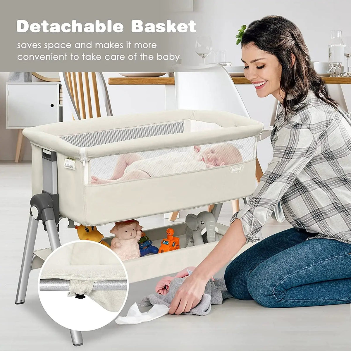 Portable Baby Bedside Sleeper with Adjustable Heights and Angle, photo 9 of 10
