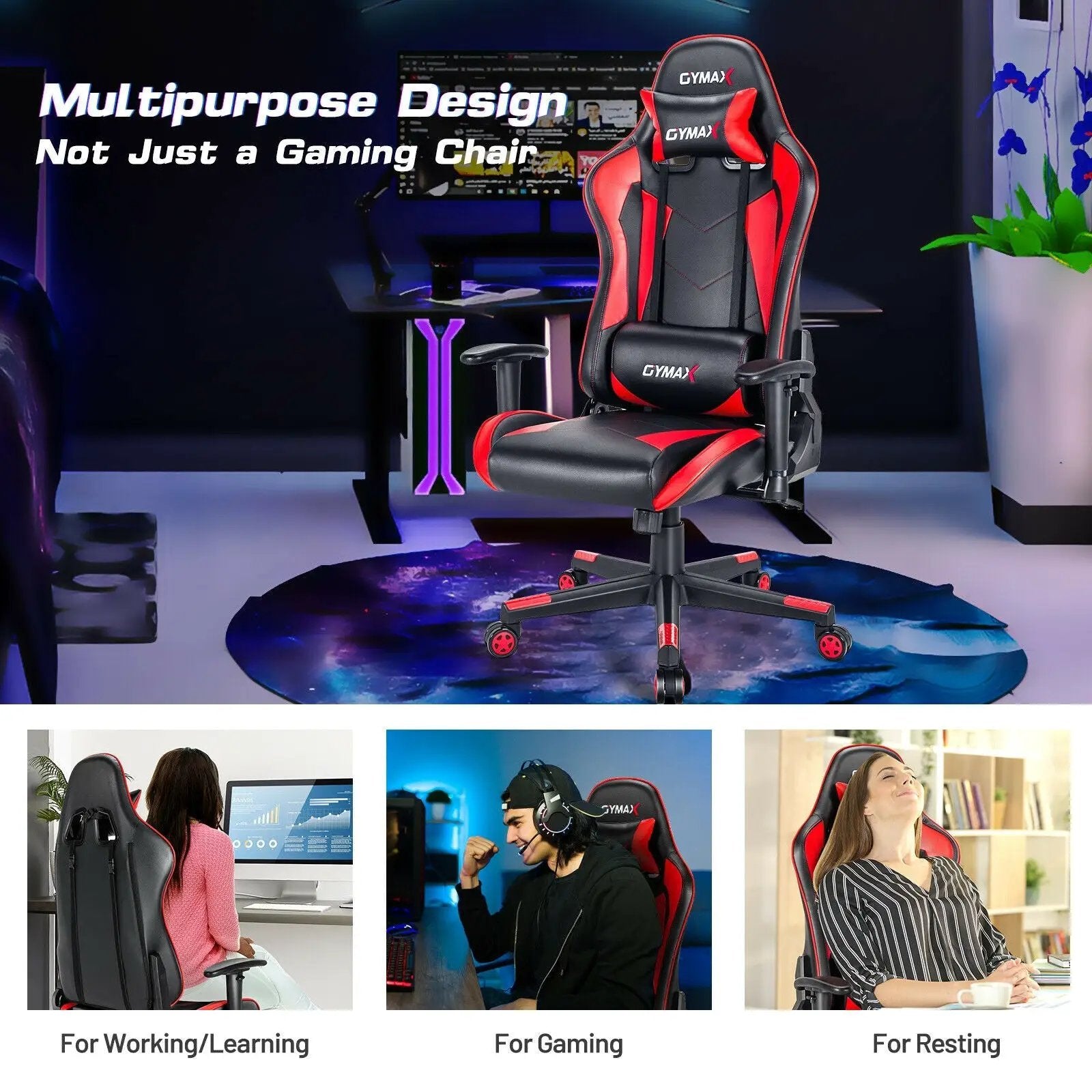 Gaming Chair Adjustable Swivel Racing Style Computer Office Chair by DirectDeals