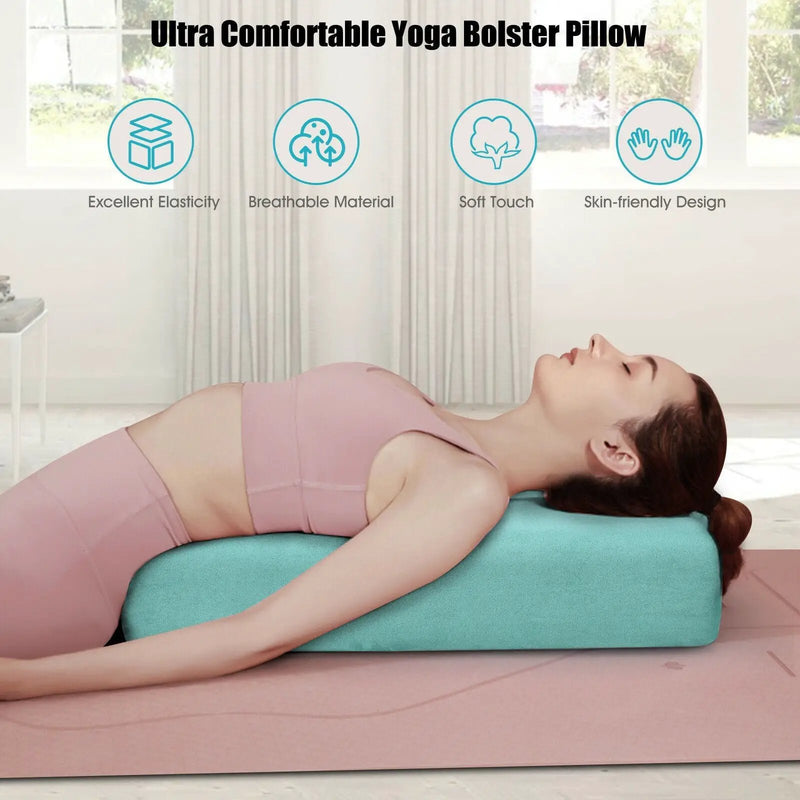 Yoga Bolster Pillow with Washable Cover and Carry Handle by DirectDeals