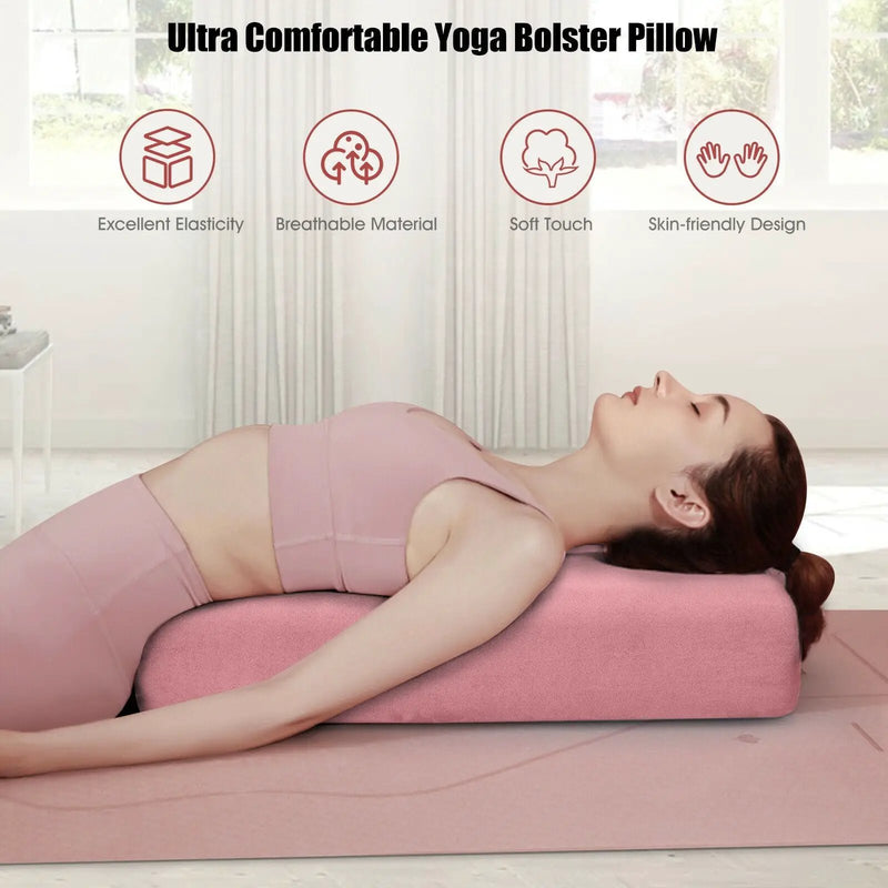 Yoga Bolster Pillow with Washable Cover and Carry Handle by DirectDeals
