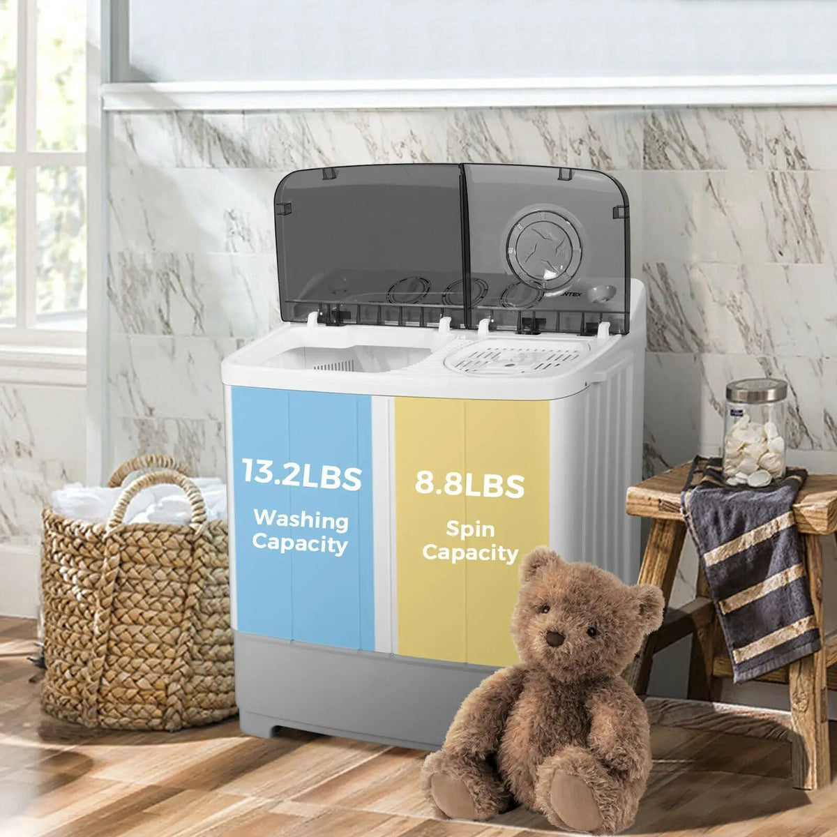2-in-1 Portable 22lbs Capacity Washing Machine with Timer Control, photo 2 of 16
