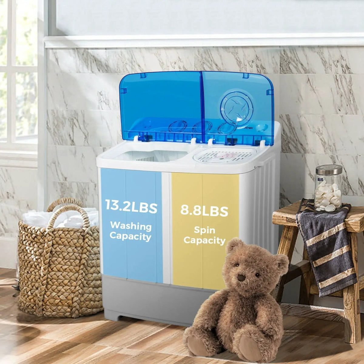 2-in-1 Portable 22lbs Capacity Washing Machine with Timer Control, photo 13 of 16