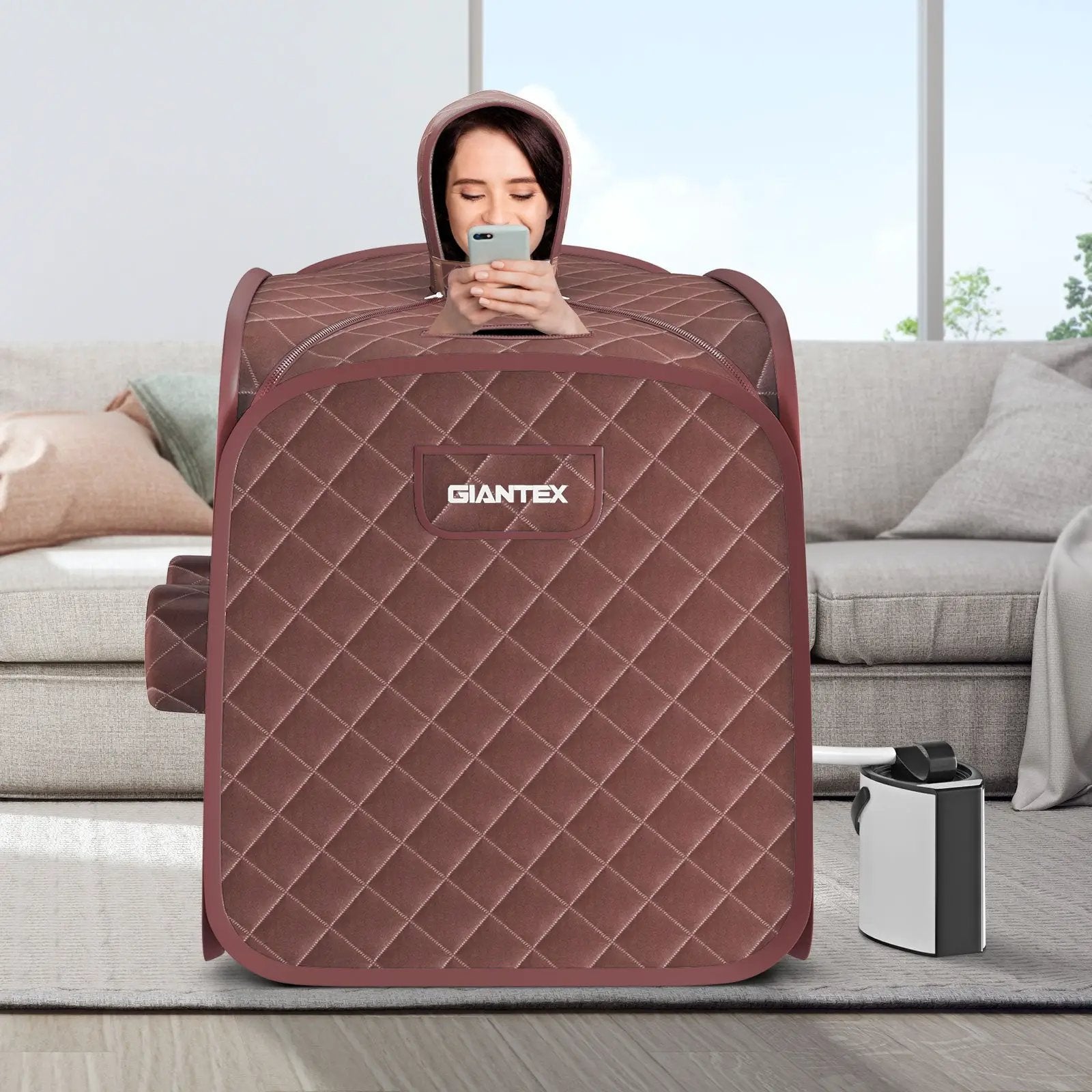 800W 2 Person Portable Steam Sauna Tent SPA with Hat Side Holes 3L Steamer by DirectDeals