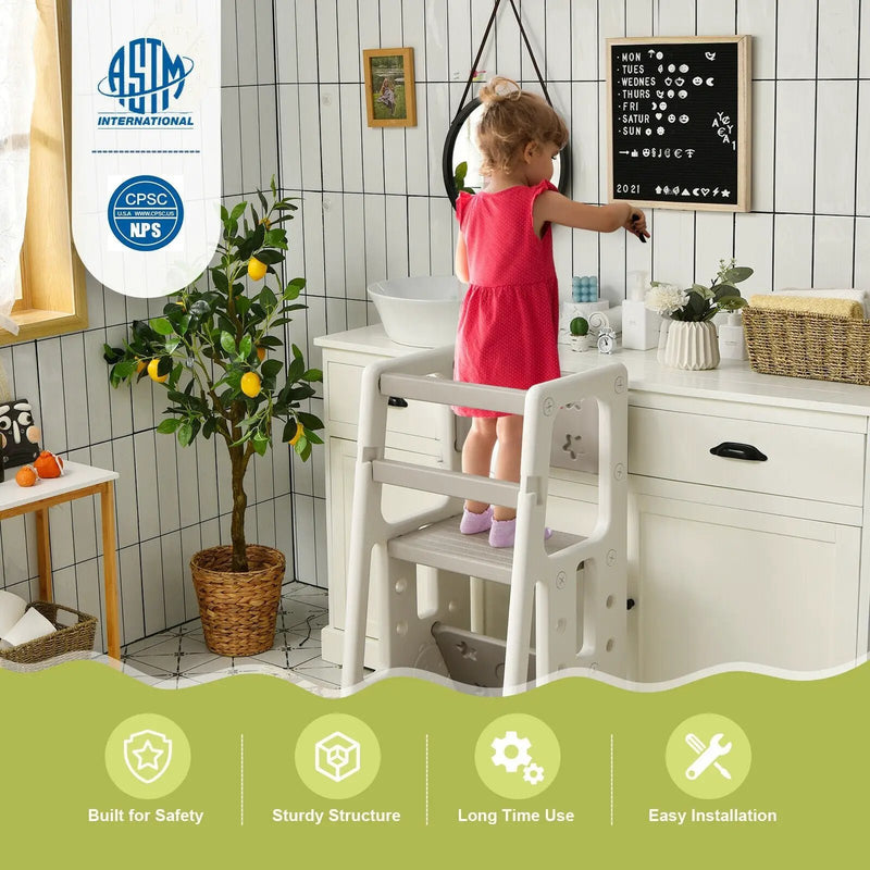Kids Kitchen Step Stool with Double Safety Rails by DirectDeals