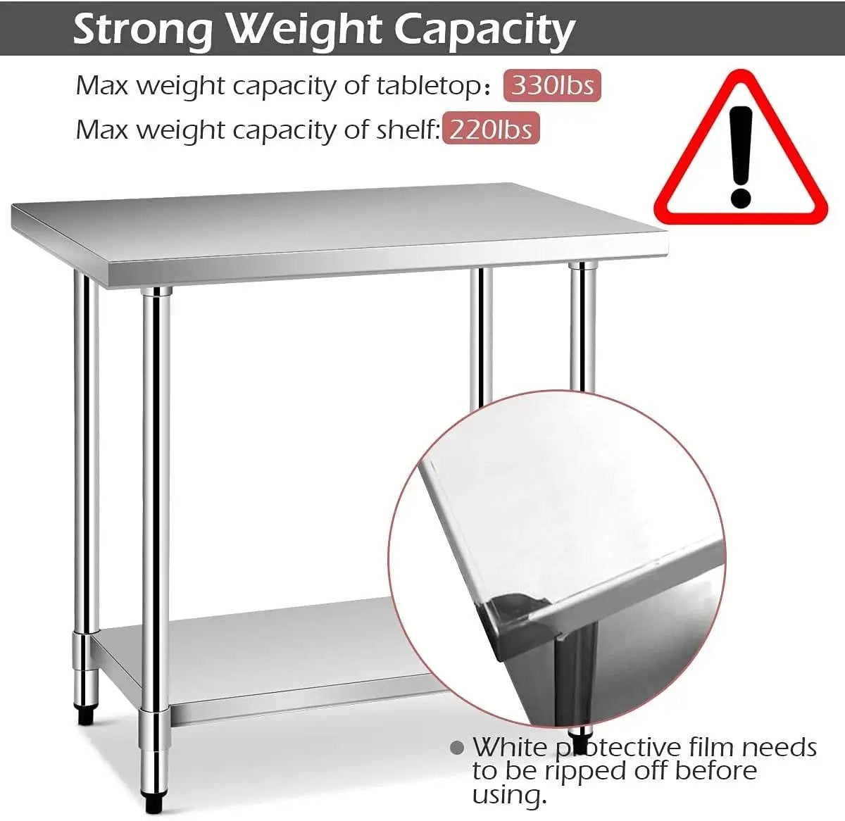 24 x 36 Inch Stainless Steel Commercial Kitchen Food Prep Table by DirectDeals