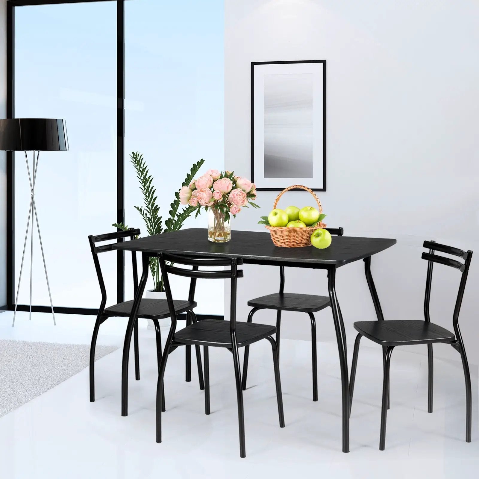 5 Pieces Dining Table Set with 4 Chairs and Backrests by DirectDeals