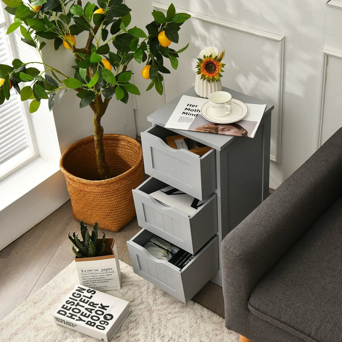 Bathroom Floor Freestanding Storage Organizer with 3 Drawers, photo 3 of 32