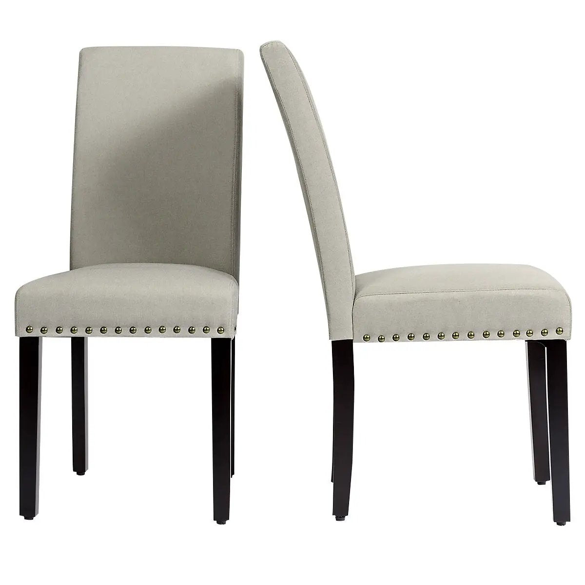 Set of 2 Fabric Upholstered Dining Chairs with Nailhead by DirectDeals