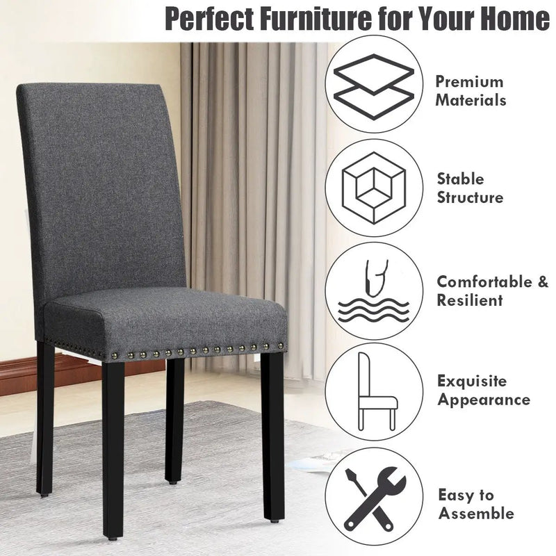 Set of 2 Fabric Upholstered Dining Chairs with Nailhead by DirectDeals