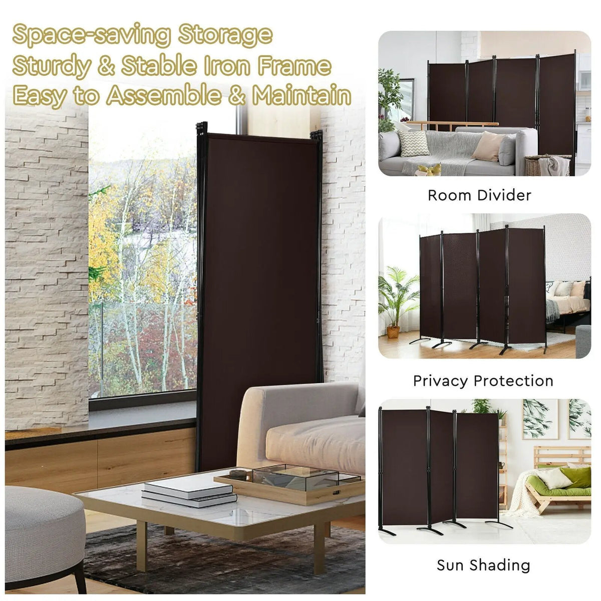 4-Panel Room Divider with Steel Frame, photo 8 of 10
