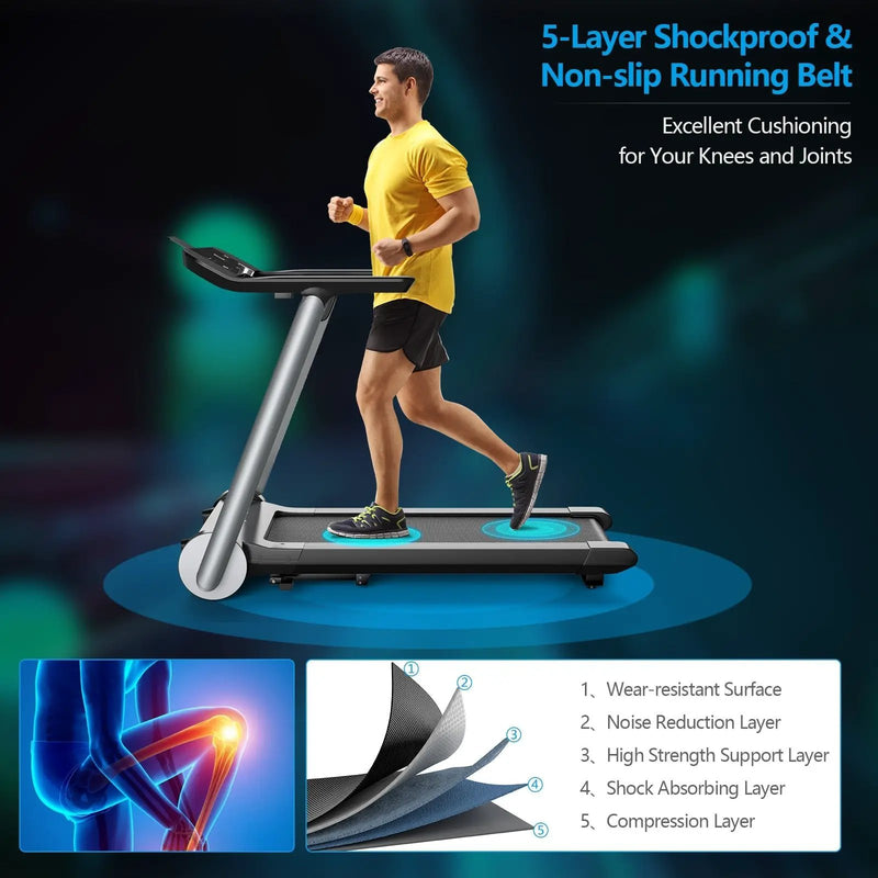 Italian Designed Folding Treadmill with Heart Rate Belt and Fatigue Button by DirectDeals