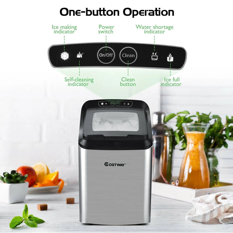 Ice Making Machine with 29 Pounds Pebble Ice per Day-Silver by DirectDeals