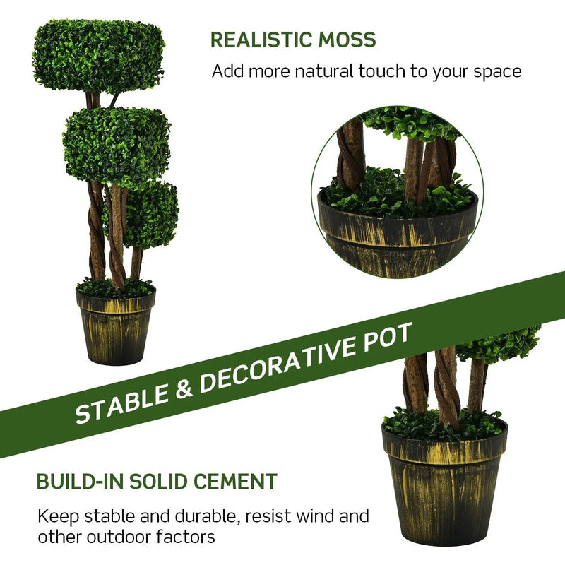 36 Inch Artificial Boxwood Topiary UV Protected Indoor Outdoor Tree by DirectDeals