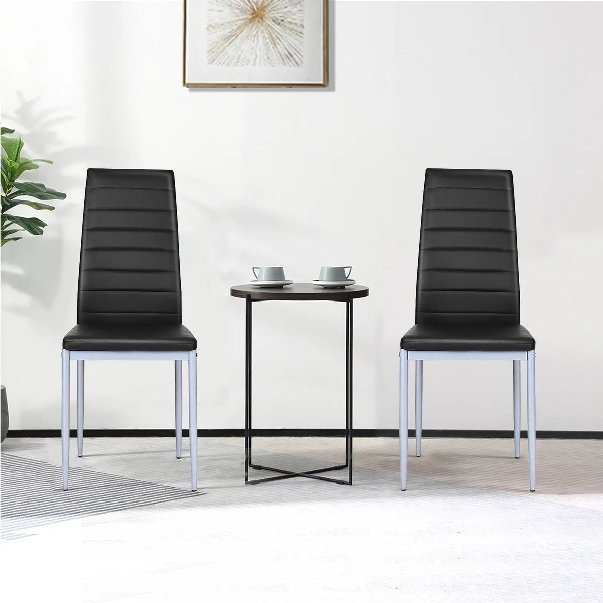 4 pcs PVC Leather Dining Side Chairs Elegant Design by DirectDeals