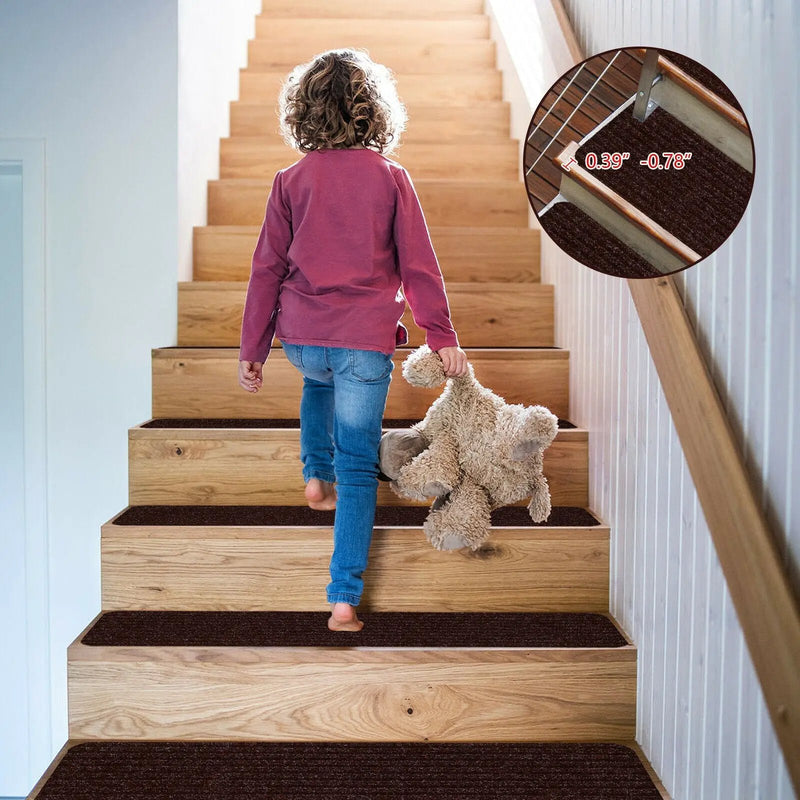 15 Pieces 30 x 8 Inch Slip Resistant Soft Stair Treads Carpet by DirectDeals