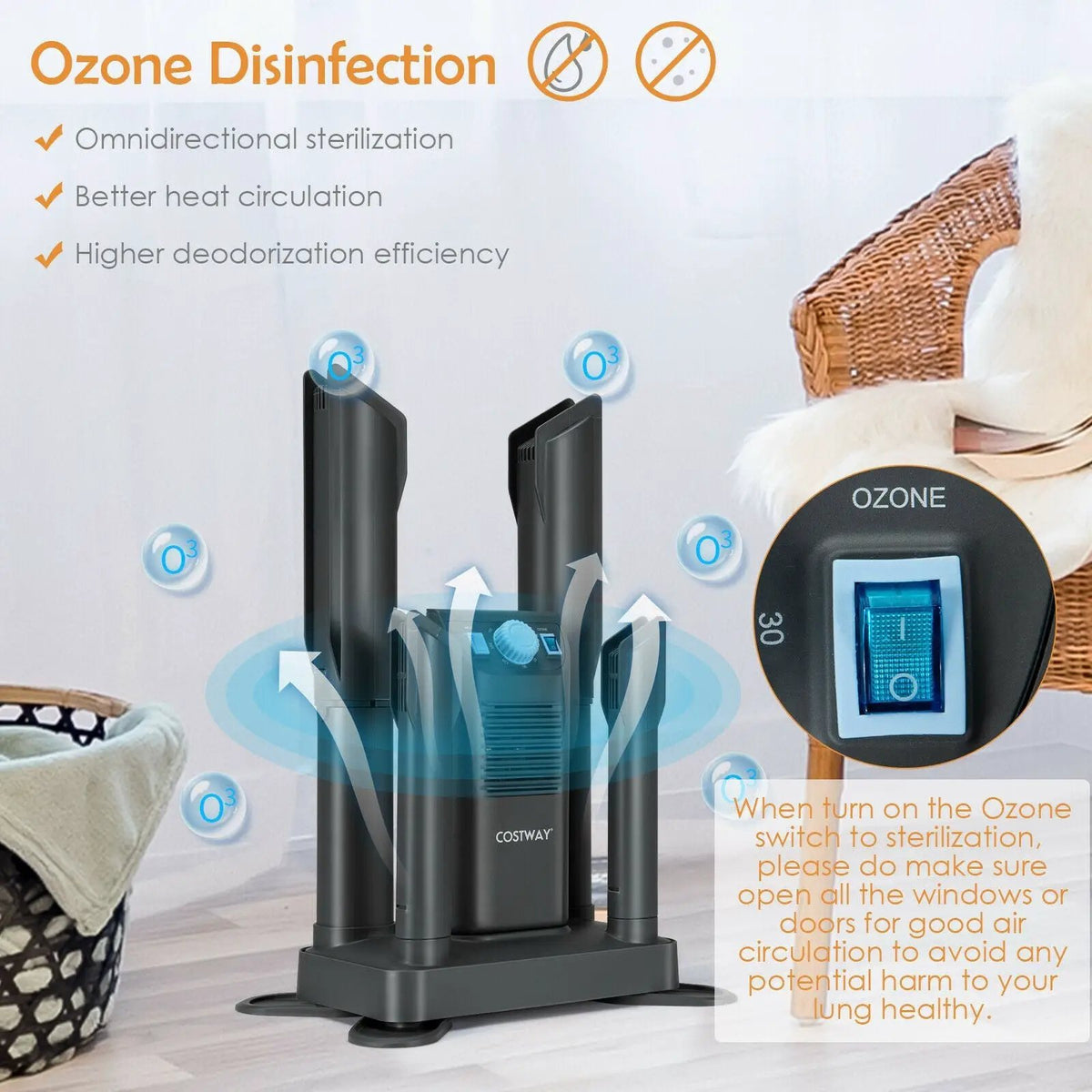 Electric Shoe Boot Dryer 4 Shoes with 180 Mins Timer Ozone Disinfection, photo 8 of 16