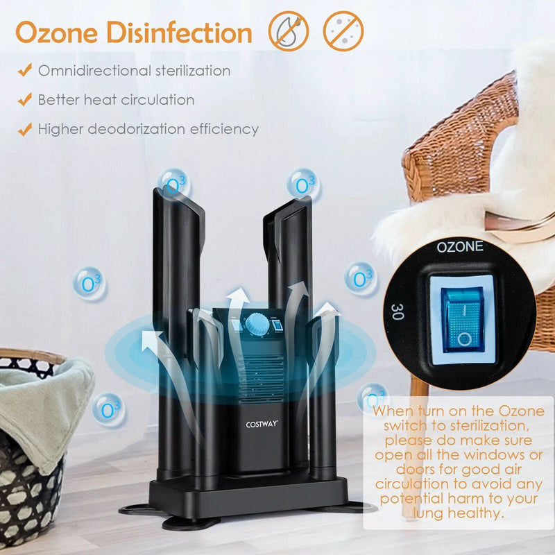 Electric Shoe Boot Dryer 4 Shoes with 180 Mins Timer Ozone Disinfection by DirectDeals