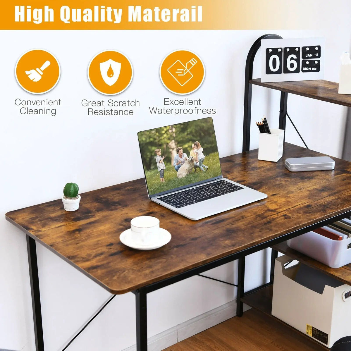 48-Inch Reversible Computer Desk with Storage Shelf, photo 11 of 16