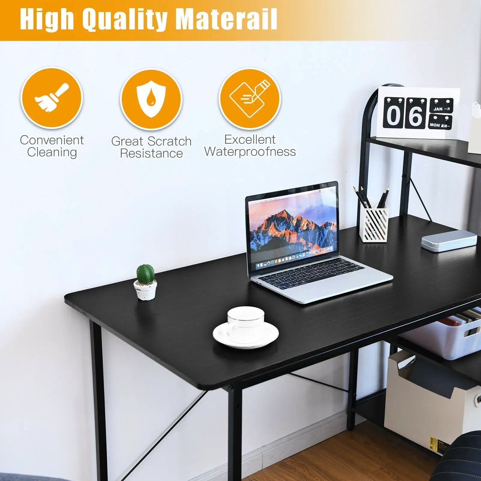 48-Inch Reversible Computer Desk with Storage Shelf by DirectDeals