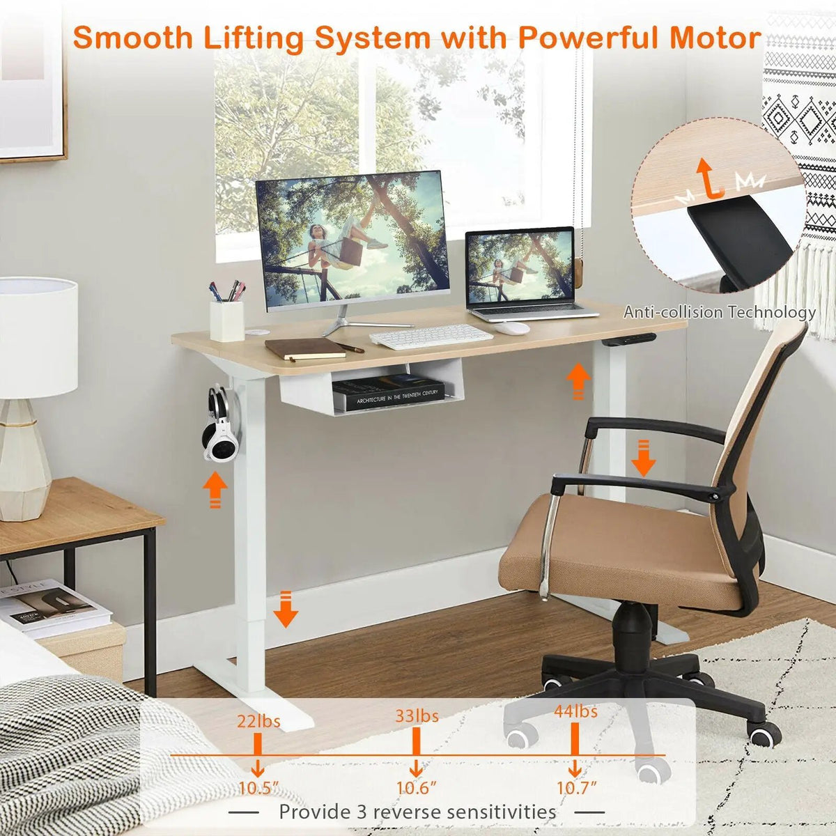 48-Inch Electric Standing Adjustable Desk with Control Panel and USB Port-Natural, photo 8 of 9