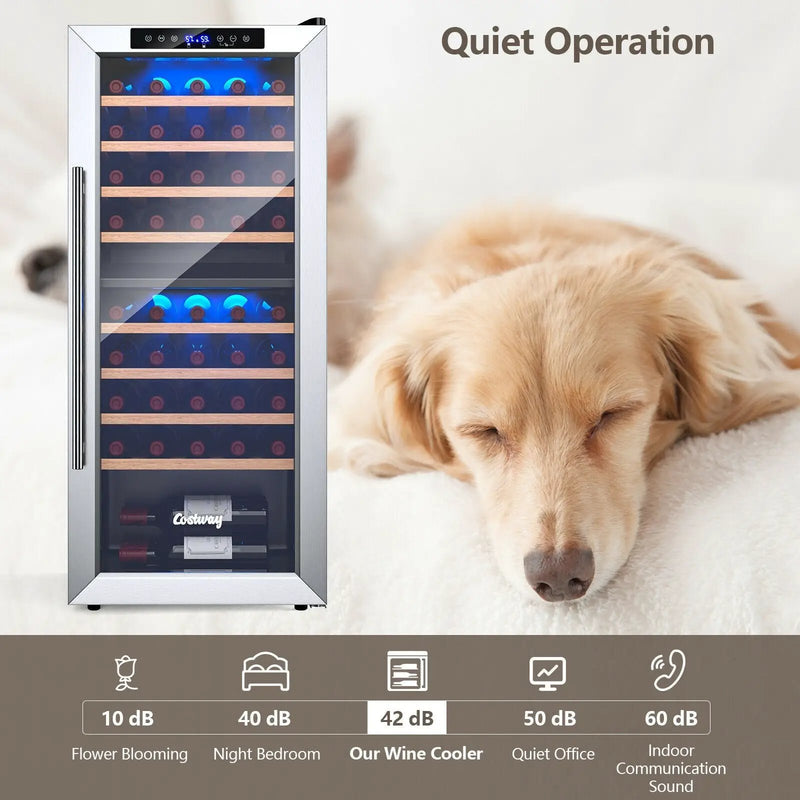 43 Bottle Wine Cooler Refrigerator Dual Zone Temperature Control with 8 Shelves-Black by DirectDeals