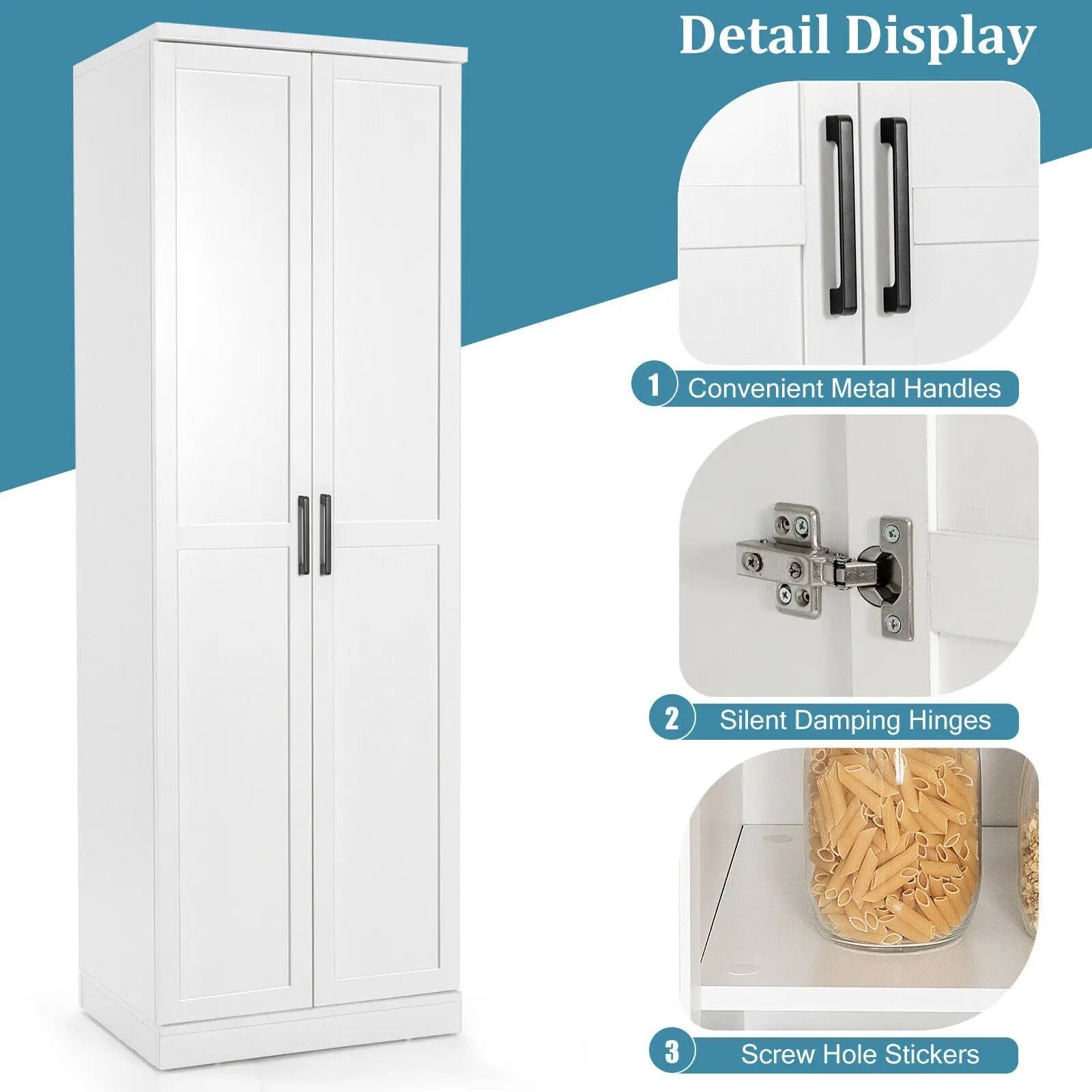70 Inch Freestanding Storage Cabinet with 2 Doors and 5 Shelves by DirectDeals
