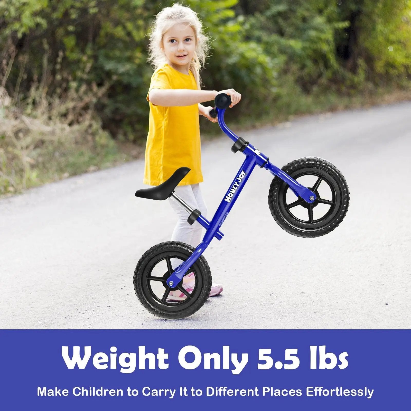 Kids No Pedal Balance Bike with Adjustable Handlebar and Seat-Blue by DirectDeals