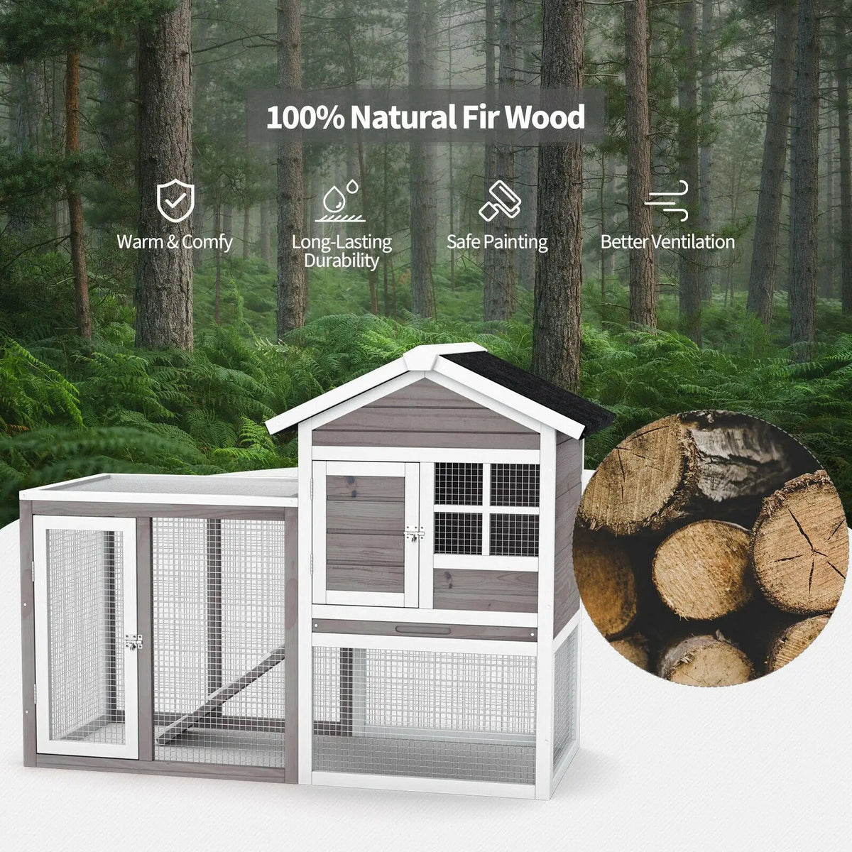 2-Story Wooden Rabbit Hutch with Running Area, photo 6 of 10