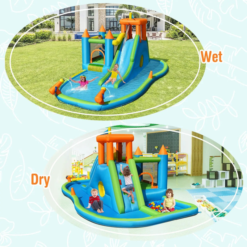 Inflatable Water Slide with Bounce House and Splash Pool without Blower for Kids by DirectDeals