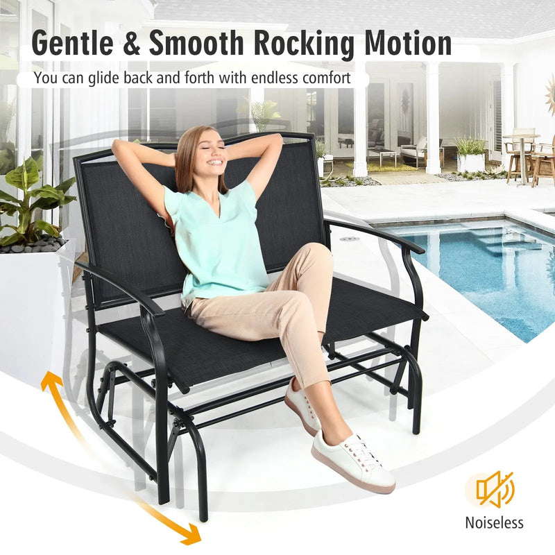 Iron Patio Rocking Chair for Outdoor Backyard and Lawn by DirectDeals