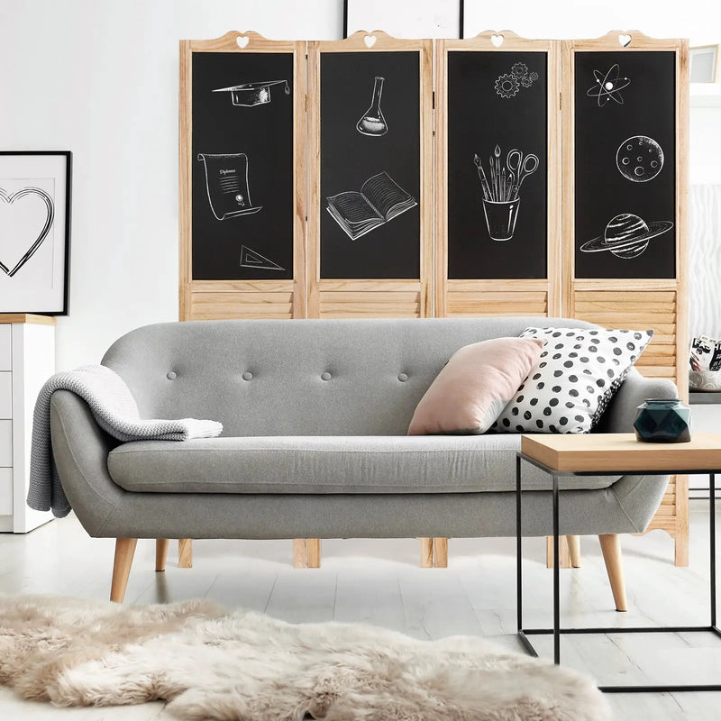 4-Panel Folding Privacy Room Divider Screen with Chalkboard by DirectDeals