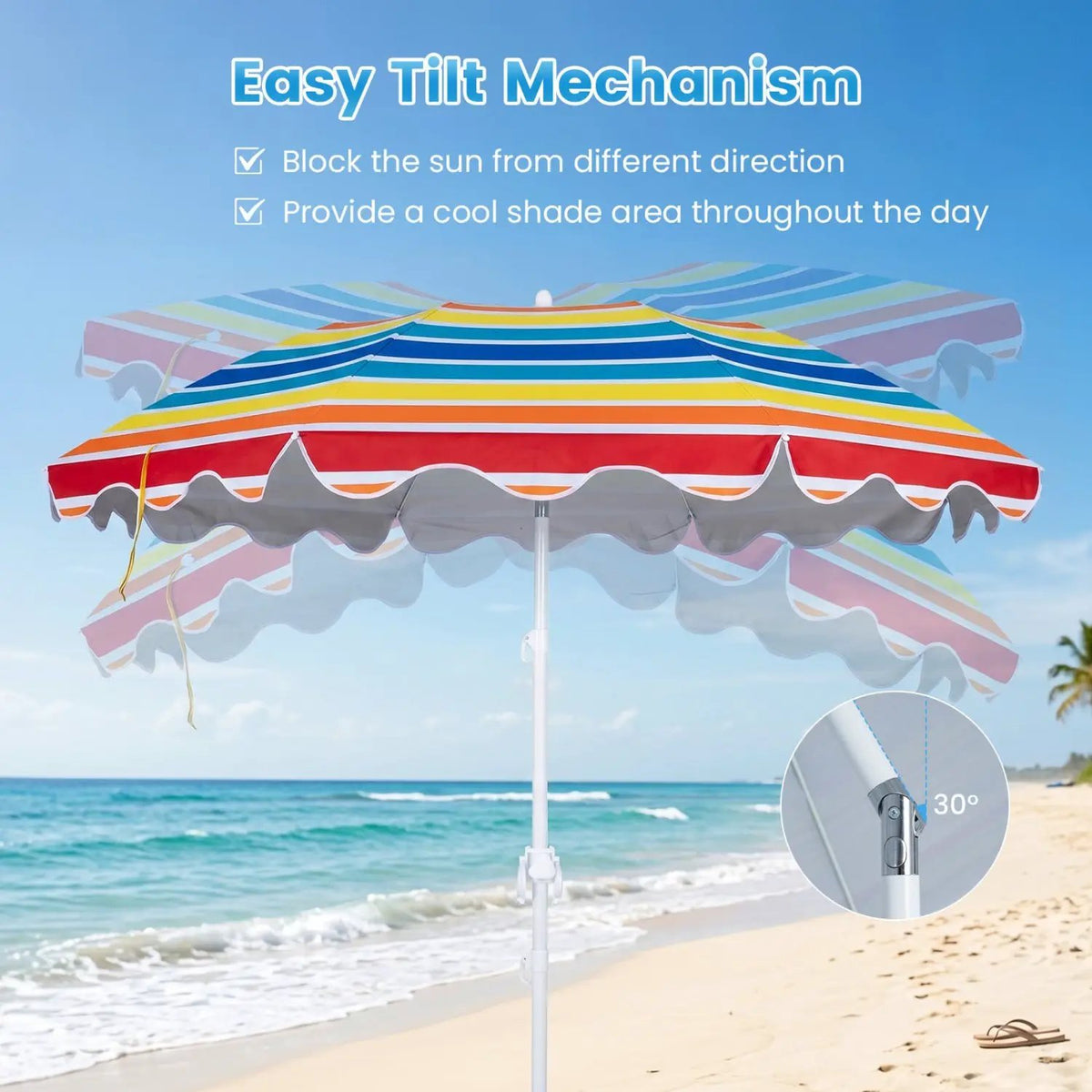 Beach Umbrella 6.5 FT with UPF 50+ Sun Protection & Sand Anchor, photo 24 of 24