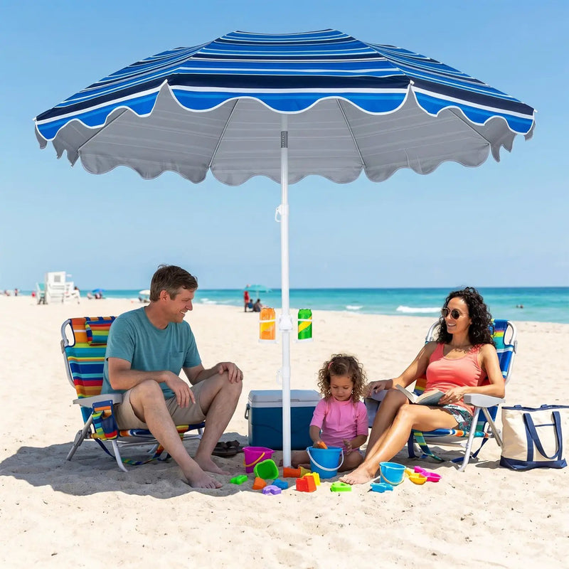 Beach Umbrella 6.5 FT with UPF 50+ Sun Protection & Sand Anchor by DirectDeals