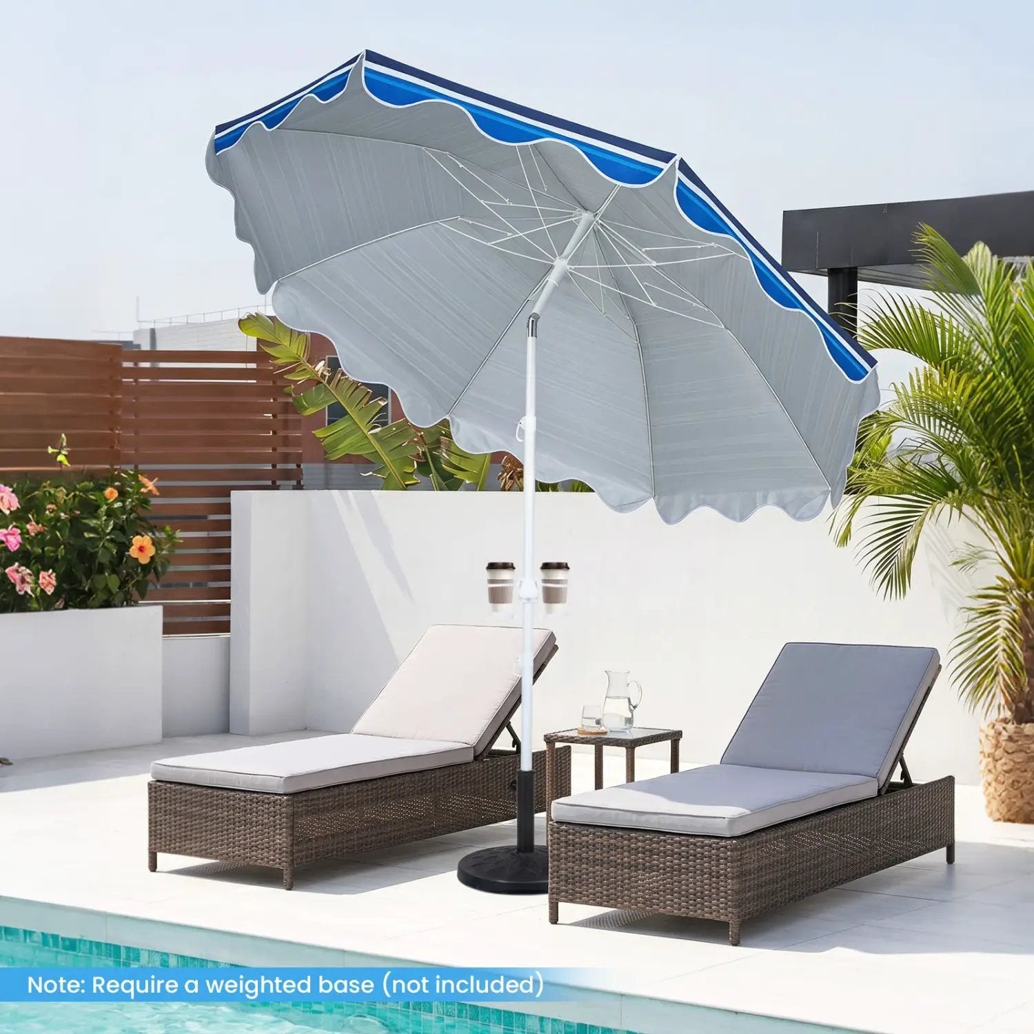 Beach Umbrella 6.5 FT with UPF 50+ Sun Protection & Sand Anchor by DirectDeals