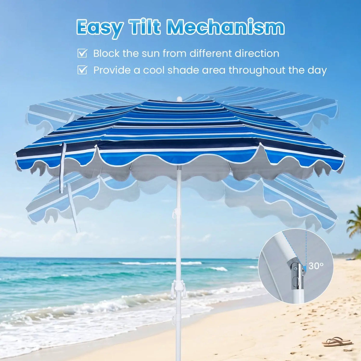 Beach Umbrella 6.5 FT with UPF 50+ Sun Protection & Sand Anchor, photo 16 of 24