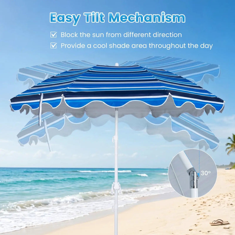 Beach Umbrella 6.5 FT with UPF 50+ Sun Protection & Sand Anchor by DirectDeals
