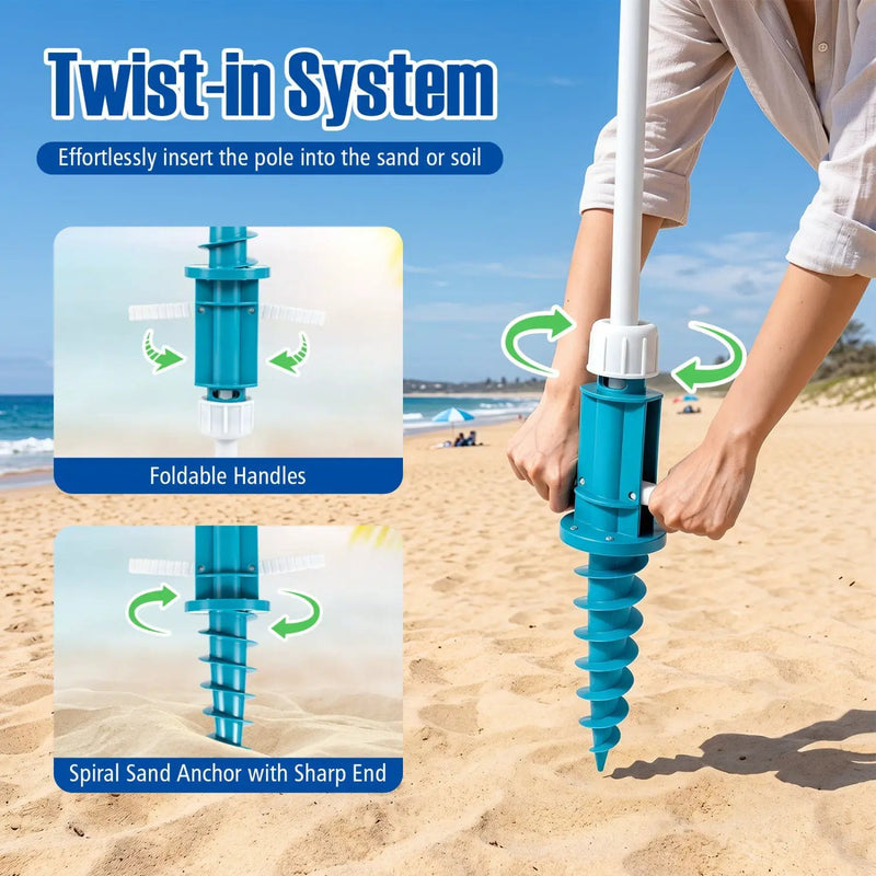 Beach Umbrella 6.5 FT with UPF 50+ and Sand Anchor by DirectDeals